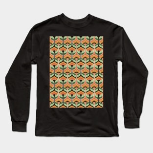 Peach, Yellow, and Green Bubble Flowers Seamless Pattern 1970s Inspired Long Sleeve T-Shirt